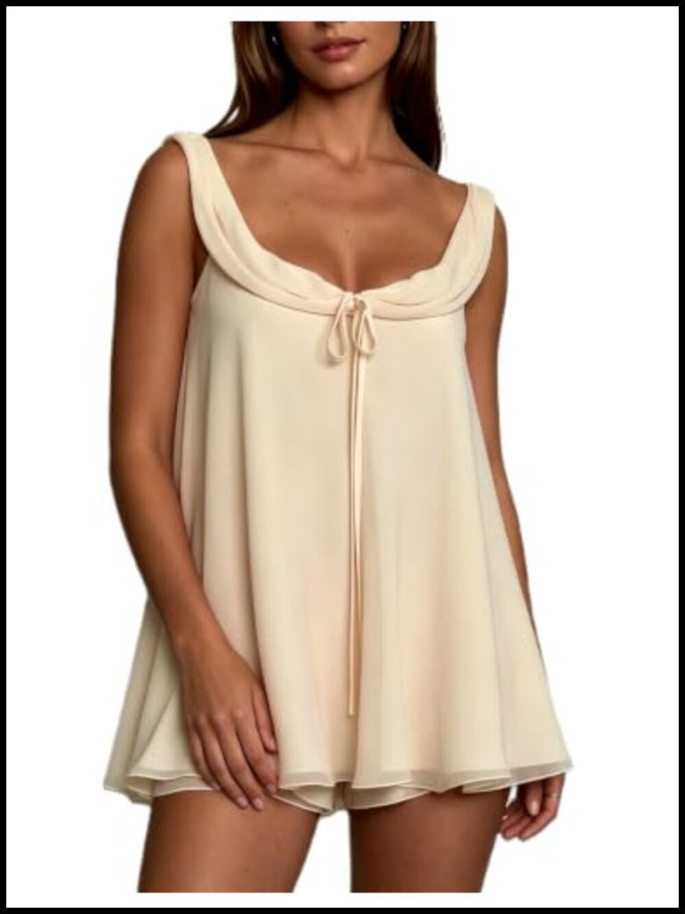 Seyurigaoka Ruffle Pajama Set 2 Piece Babydoll Tank and Micro Shorts